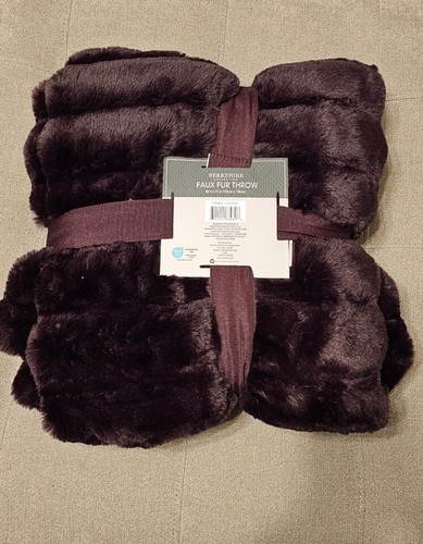 Berkshire Collection Faux Fur Throw Deep  Purple/Black current 60in X 70in