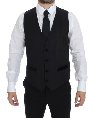 

DOLCE - GABBANA Черное шерстяное шелковое платье Жилет Gilet Weste IT48 / US38 /  Рекомендуемая розничная цена 500 долларов США, Черный