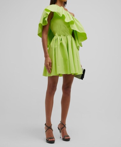 スカート MCQUEEN Gonna 'Ruffle' $2590 Alexander McQueen Women's Green Ruffled Poplin One