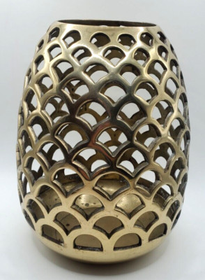 Large Vintage Brass Pinapple Vase for Dried Arrangements Silk Flowers Candle