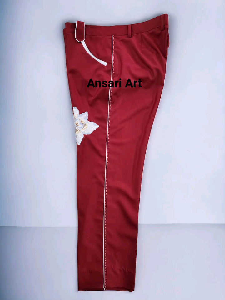 Pre-owned Art Men's Bespoke Red 2pc Country Western Suit Floral Embroidered Cocktail Attire