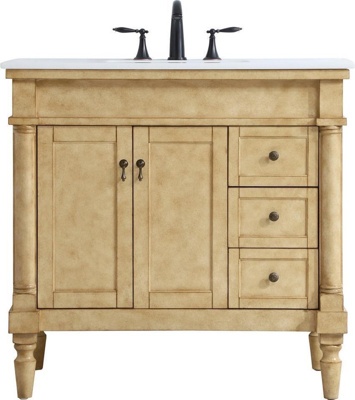 Bathroom Vanity Sink Traditional Antique Single Beige Bronze
