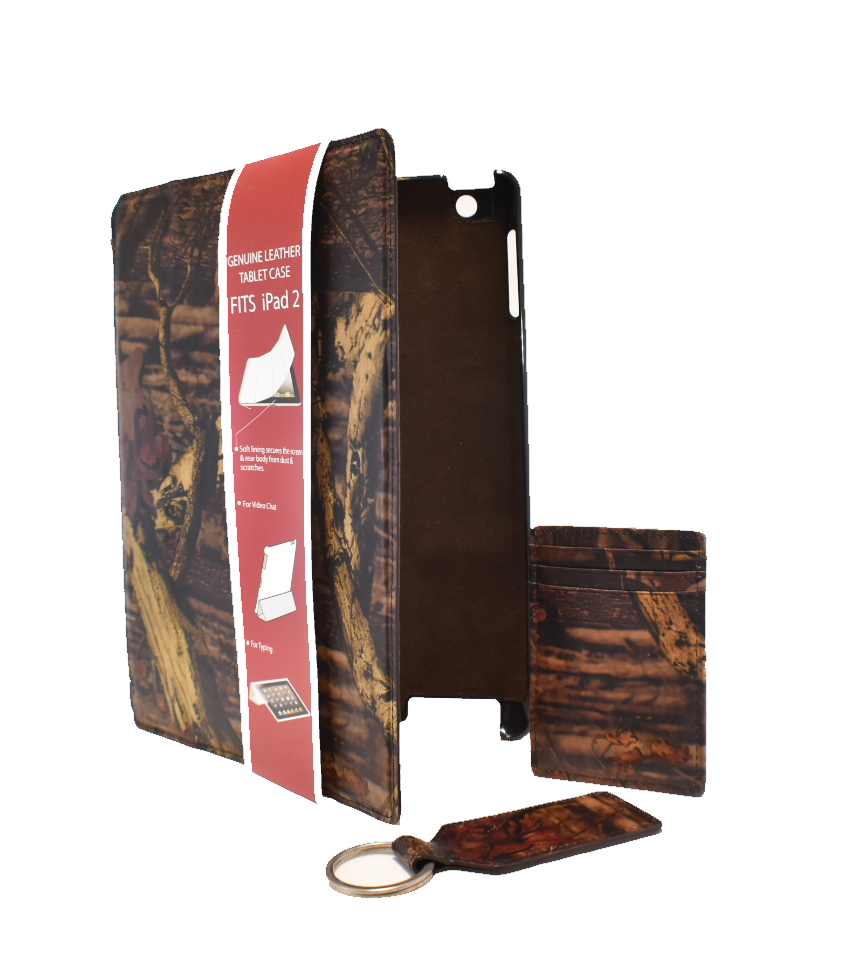 Genuine Leather Camo iPad 2 Case, Card Case w/ Bottle Opener & Key Fob Gift Set!