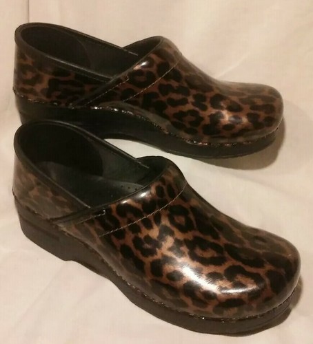 DANSKO Leopard Cheetah Animal Print Patent Leather Clog Size 41 10 10.5 11 Women