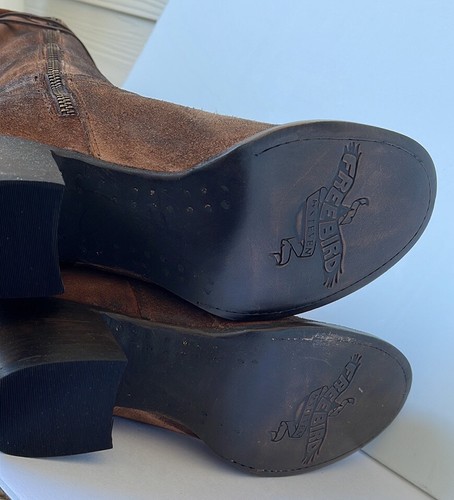 Pre-owned Freebird By Steven 'blain' Oil Suede Tall Boots Tan Size 9m 7m