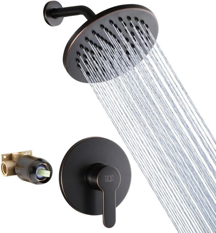 Rubbed Bronze Bathroom Rainfall Mixer Shower System Wall M