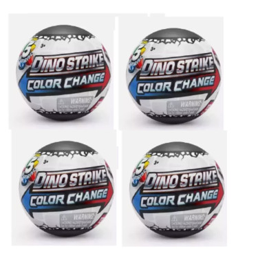 4 ZURU Dino Strike Color Change Surprise Mystery Blind Capsule Balls Collectible