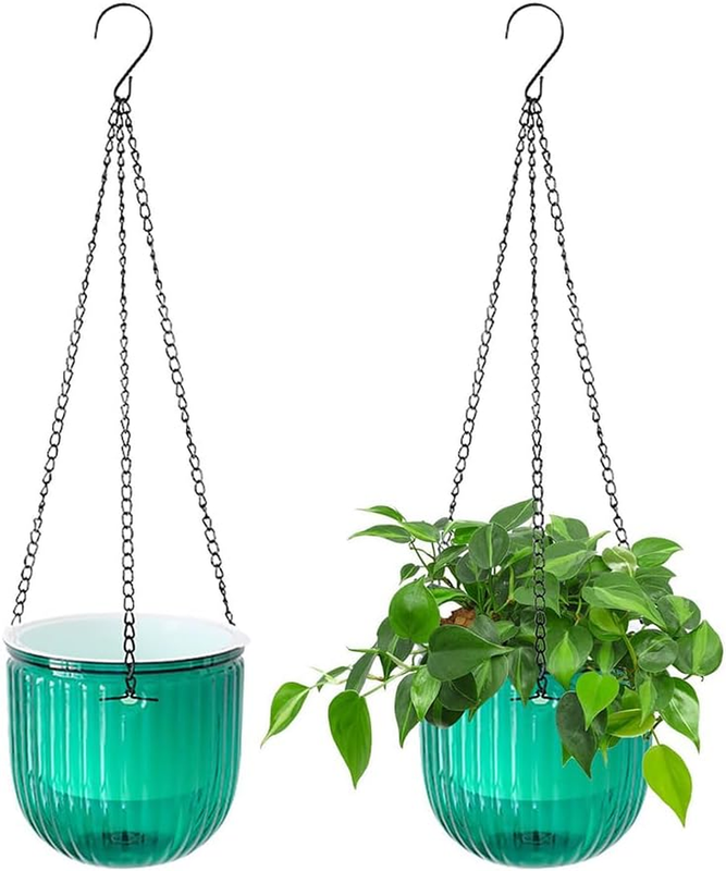 Flower Pots, Plant Self Watering Hanging Planters, 2 Pack Hanging Basket for Ind