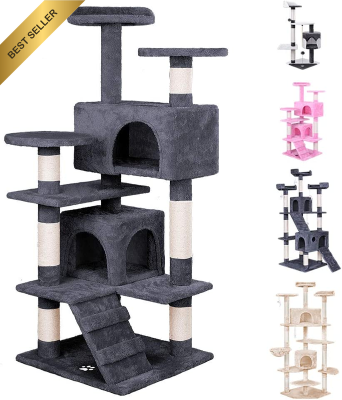 Cat Tree Scratching Post Scratcher Tower Condo House Furniture Wood 134Cm Tall,