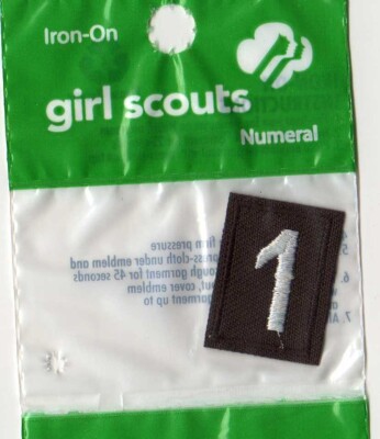 ~#1 One~Brown Brownie Girl Scouts Troop Number Numeral Badge Patch~NEW