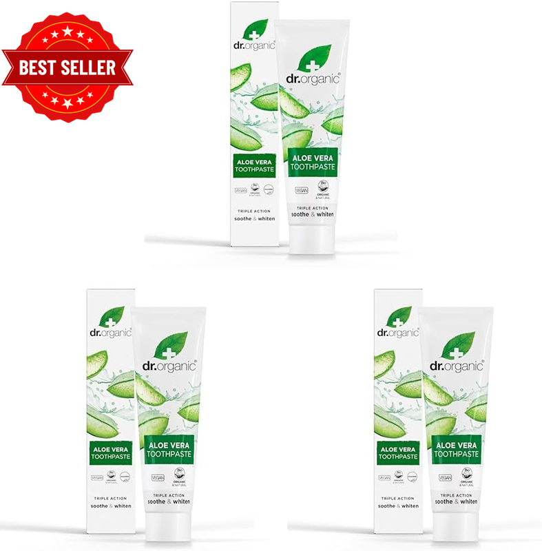 DR ORGANIC Toothpaste (Whitening) Organic Aloe Vera, 100 Milliliter (Pack of 3)