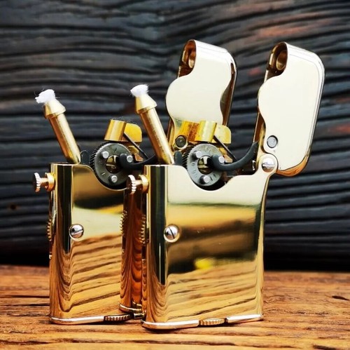 New VINTAGE THORENS Style DOUBLE CLAW AUTOMATIC LIGHTER Gold