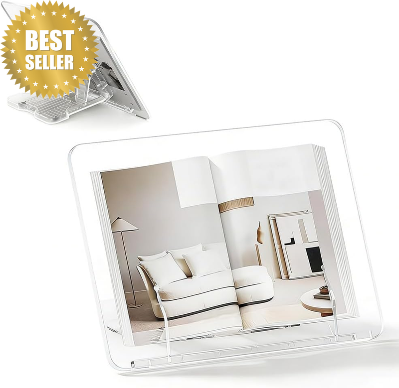 Acrylic Book Stand, 13Th Gear Adjustable Cookbook Stand, Lightweight Book Holder