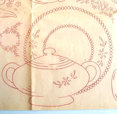 Original UNCUT Embroidery Transfer #86 Kitchen Dishes Flowers Baby Animals LILY