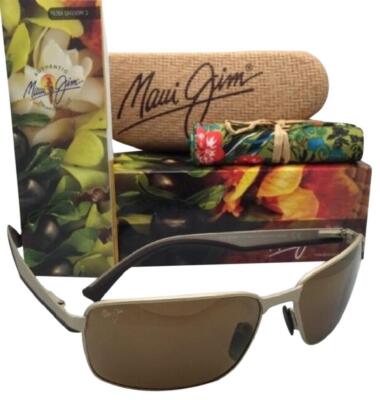 Pre-owned Maui Jim Backswing Polarized Sunglasses 709-16a Gold/bronze Glass Msrp $349 In Brown