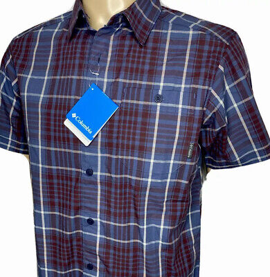 Columbia Shirt Boulder Ridge Button Front Short Sleeve Plaid Pocket Men Sz S NWT