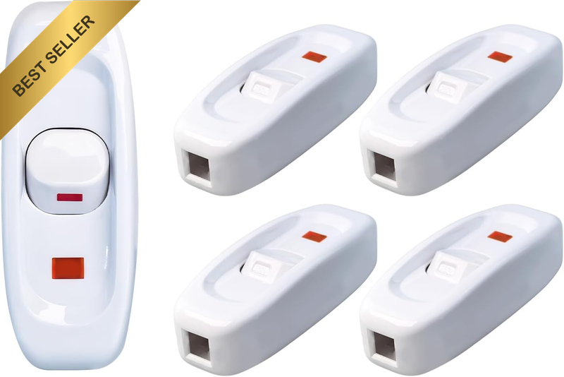 Inline Cord Switch, 5 Pcs10A 250V Desk Lamp Cord Cable Switch(White)