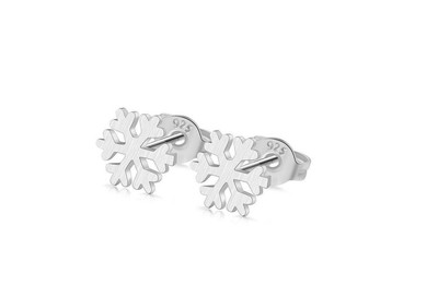 Adorable Tiny Flower Snowflake Silver SP Earring Stud