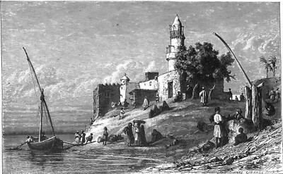 EGYPTE - Les rives du NIL à Beni Suef ou Bénésouef - Gravure du 19e