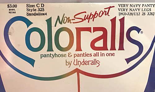 Vintage Non-Support Coloralls Pantyhose & Panty  Style 325 Very Navy Size C D