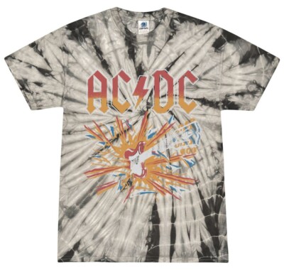 AC/DC Angus Young Guitar Tie-Dye T-Shirt Hard Rock Band Youth & Adult Size Tee