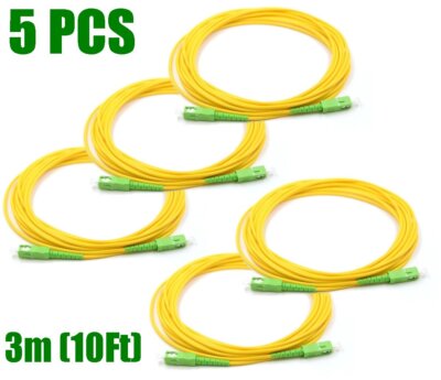 5 pcs 1-5m SC/APC to SC/APC Fiber Optic Simplex Single Mode Jumper Patch Cable