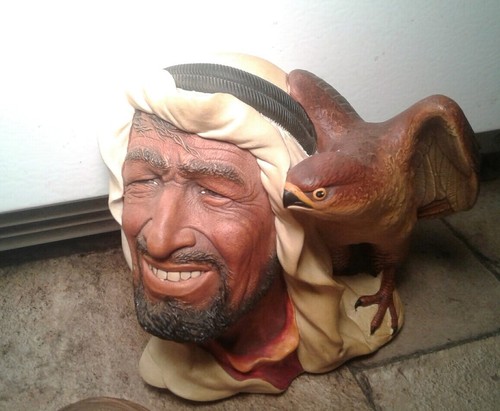 Vintage 1960s Bossons England Desert Hawk & Persian Head Wall Hangings