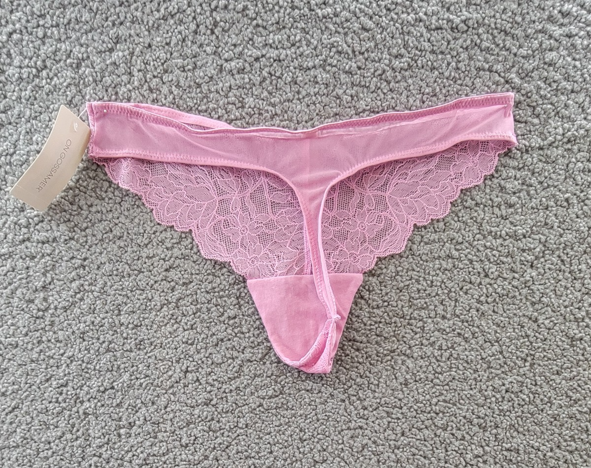 On Gossamer Luxe Lace Scallop Edge Thong Women's Small Pink Berry Pull On - Picture 14 of 18