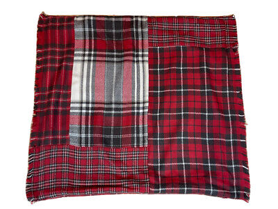 Pottery Barn Pillow Cover Plaid LANDON PATCHWORK 24x24 SQUARE Christmas Red