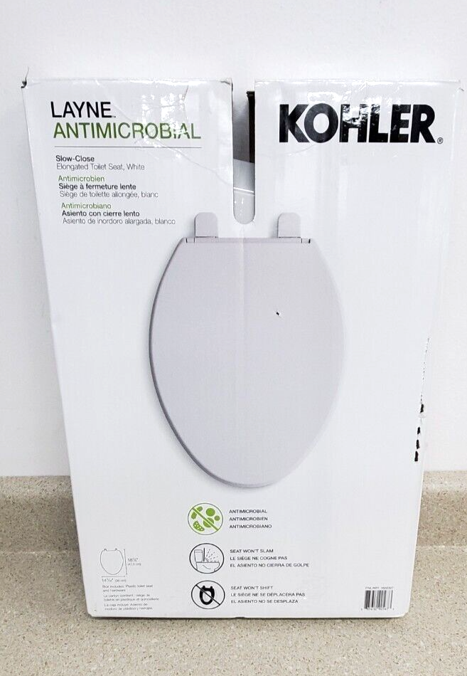 KOHLER Layne Antimicrobial Slow Close Toilet Seat, White - O