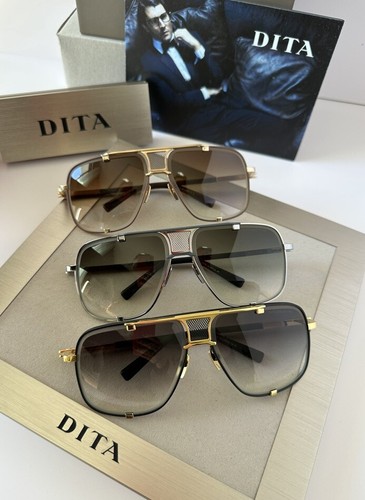 Pre-owned Dita Mach-five Drx-2087-i Gld Brn Brushed White Gold-brown Gradient Sunglasses