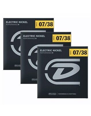 Dunlop Performance Plus Nickel Electric Guitar Strings 7 To 38 3 Pack Set