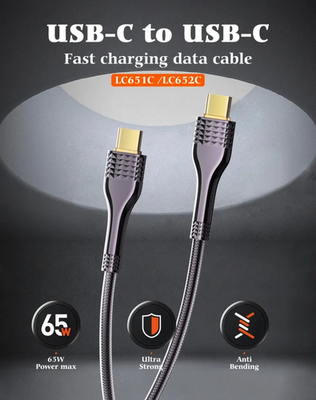 LDNIO LC652C USB C-C Fast Charging Data Cable (GOLD) (6ft) (65w)