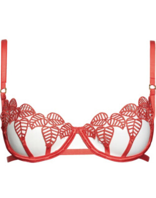 Bluebella 41818 Sapphira Appliqué Open Bra Tomato Red Size 34B NEW $69
