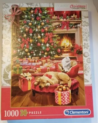 Christmas by the Fire Puzzle 1000 Piece Jigsaw Portrait Clementoni 19''x 27''