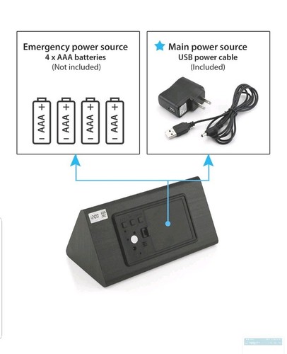 Wooden Alarm Clock LED Digital Time Temperature Humidity Display Voice Control.