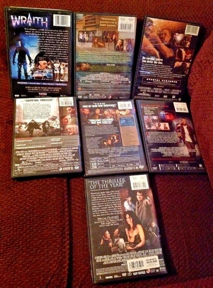 Lot Of 7 DVD Movies Action Suspense Supernatural PG13, R, & Not Rated