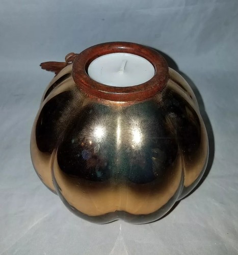 ESTATE PIER 1 METAL GOURD/PUMPKIN & LEAF TEALIGHT CANDLE HOLDER 4