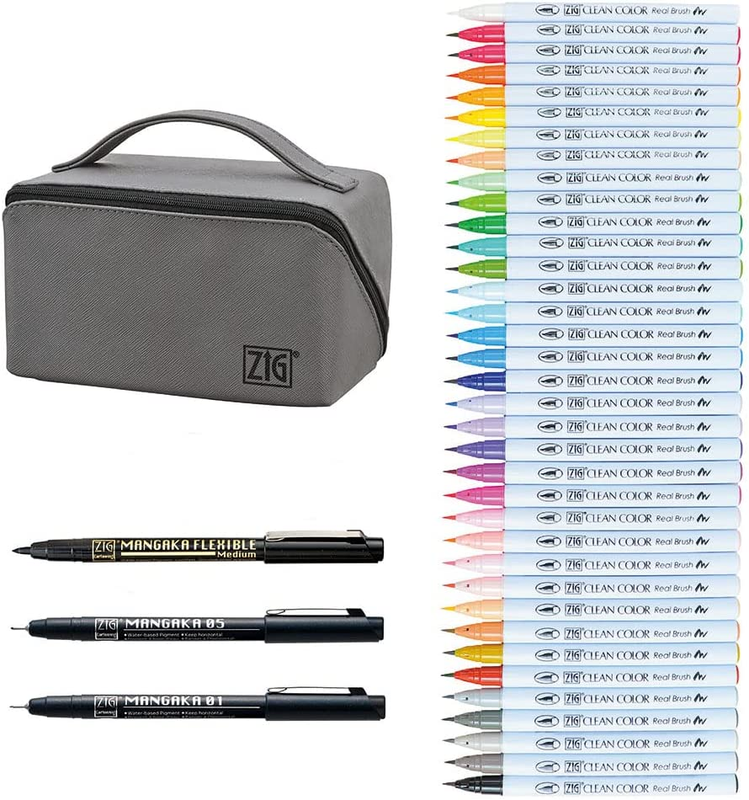 Kuretake ZIG Clean Color Real Brush Marker, Flexible Brush T