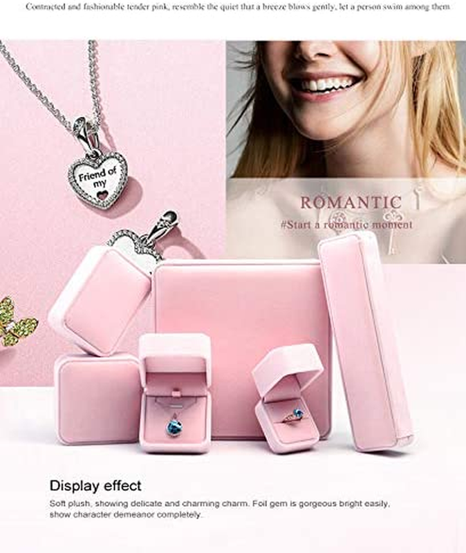 Pink Velvet Bracelet Gift Box Long Chain/ Necklace Storage Box Jewelry Storage