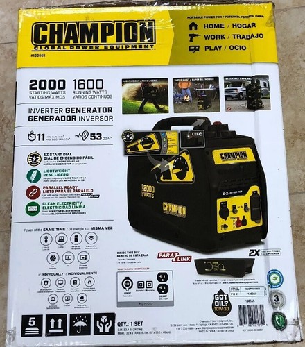 Champion Portable Inverter Generator Power Source 2,000-Watt Gasoline Quiet