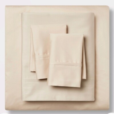 Threshold 400 Thread Count Printed Performance Sheet Set King True Khaki