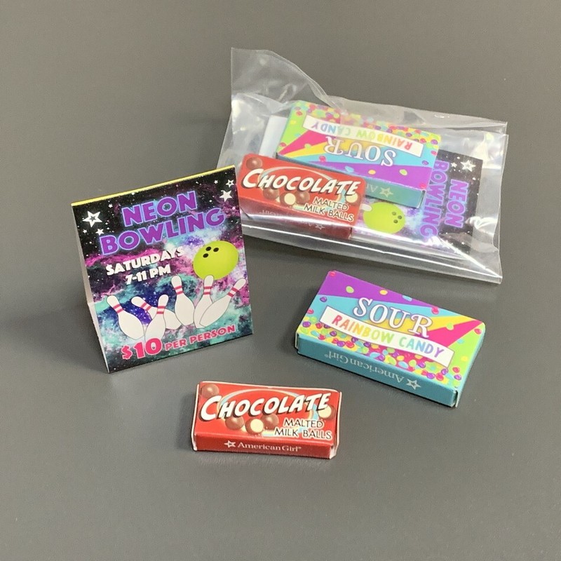 LOT6 PCS AD chocolate candy From Bowling ball Set For American Girl 18" Dolls