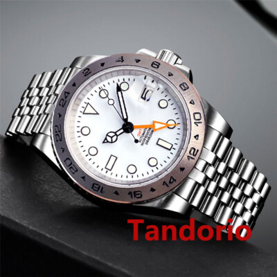 39mm Tandorio Sapphire Glass NH34A GMT Automatic Men's Watch Fixed Bezel Date