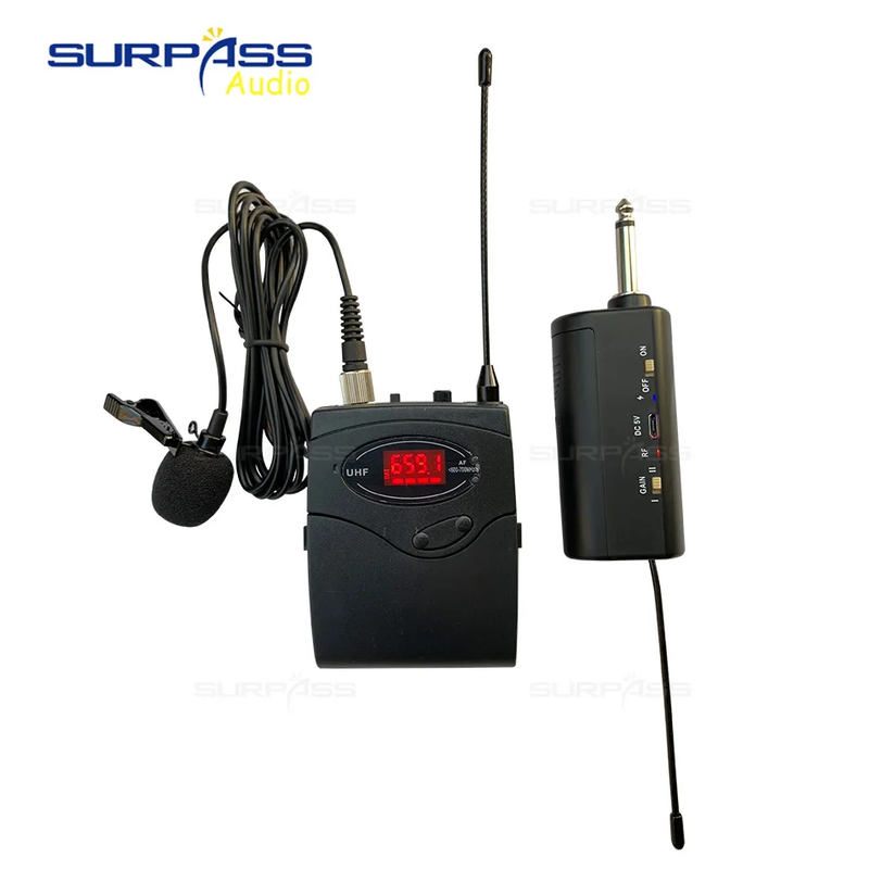 Professional Wireless Dynamic Headset Microphone System Clip-on Lapel Lavalier