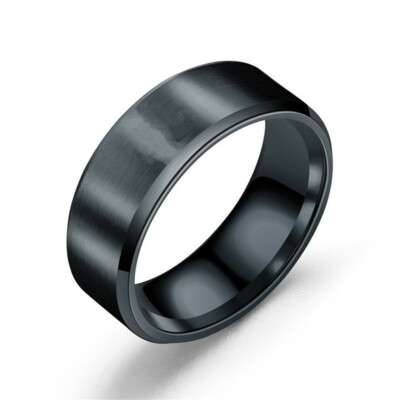 Fathers day 8MM Titanium Steel Ring Wedding Rings for men  women black silver US