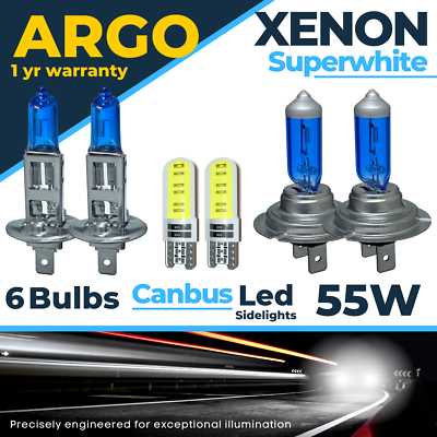 H1 H7 55w Super White Xenon Headlight Bulbs T10 499 Upgrade 448