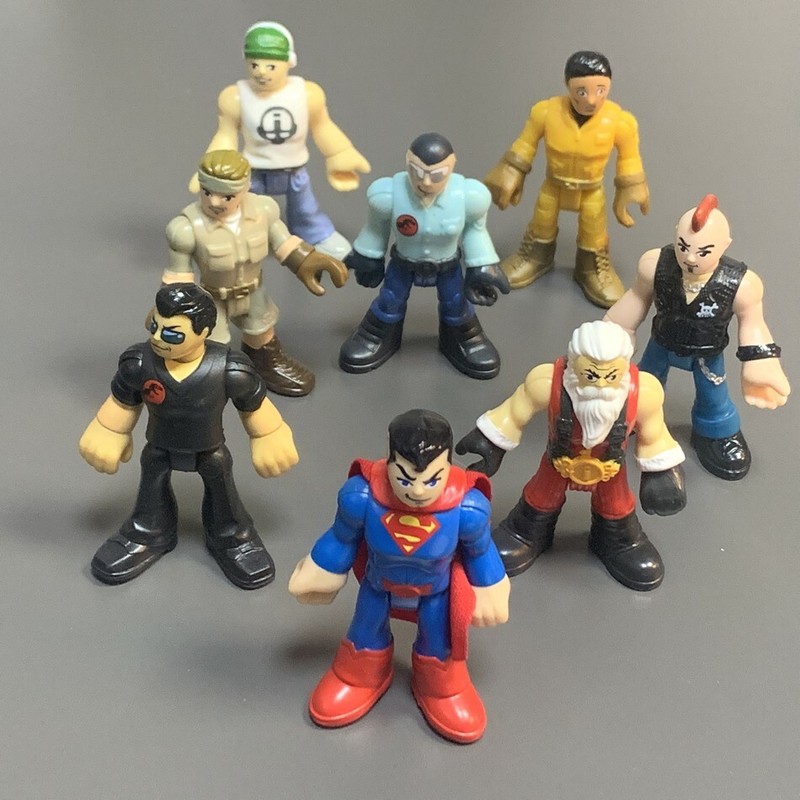 8x Fisher-Price Imaginext Jurassic World Worker Santa Claus Skateboarder Figure