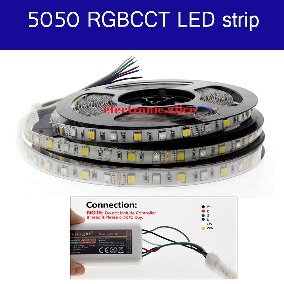DC 12V-24V SMD 5050 RGB LED Strip Waterproof CCT RGBW RGBWW string light 5m
