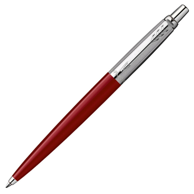 Parker Jotter Standard Chrome Trim Ct Ball Point Pen Dark Red Body Blue Ink New